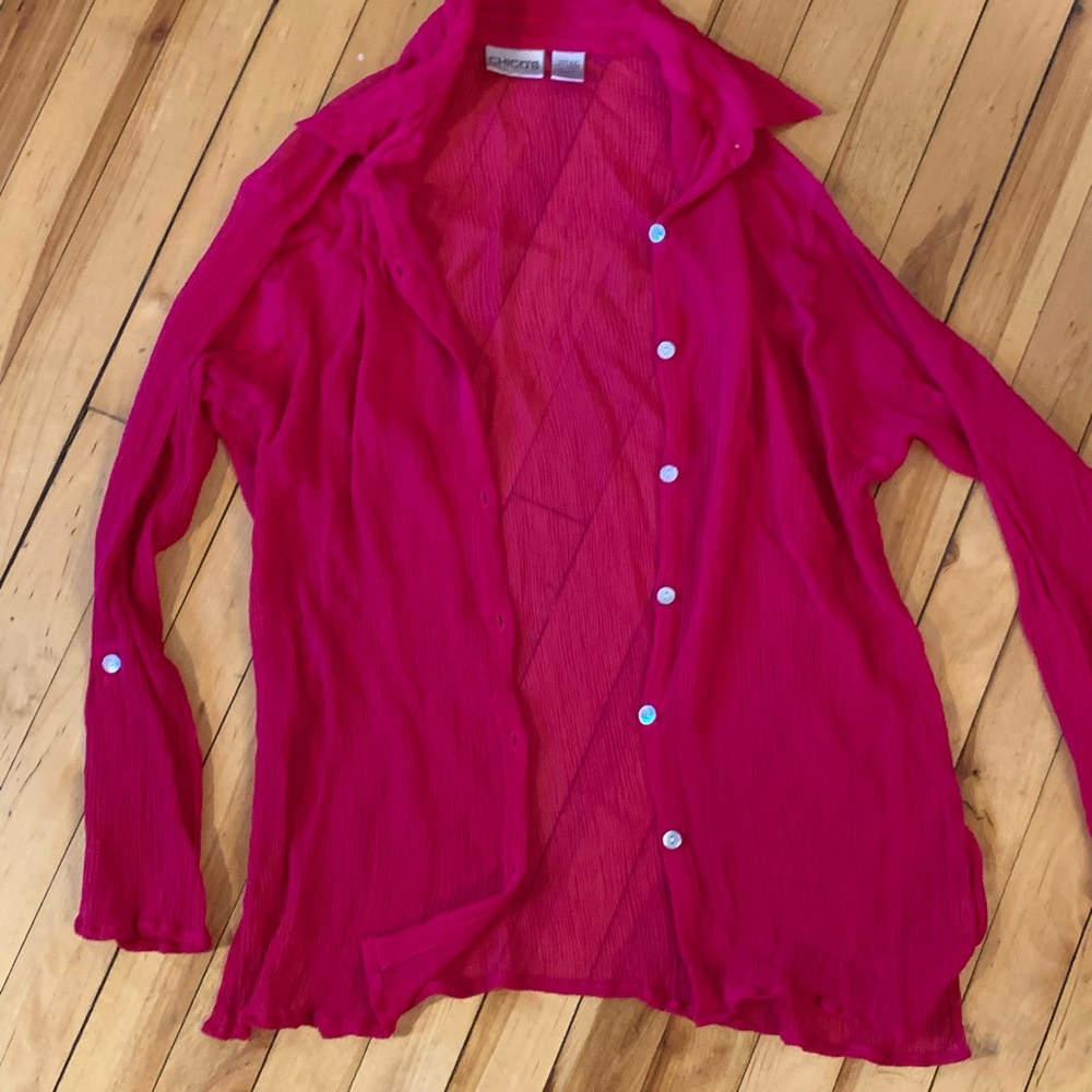 Chico's Magenta Silk Top